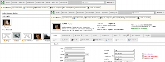 screenshot of Animal Shelter Manager